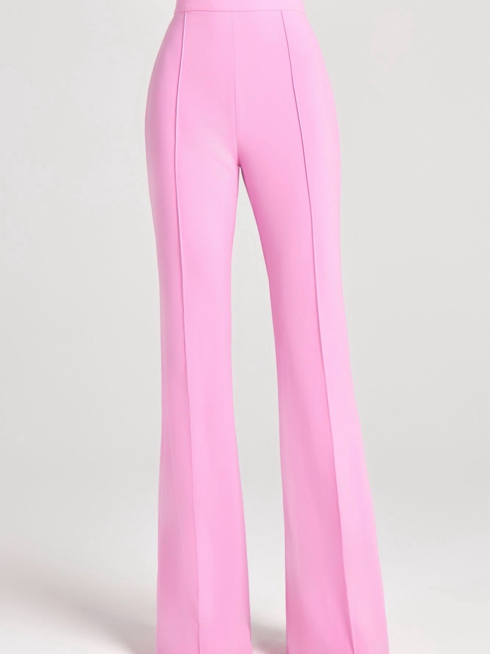 NADINE MERABI Pastel Pink High-Waist Flare Trousers